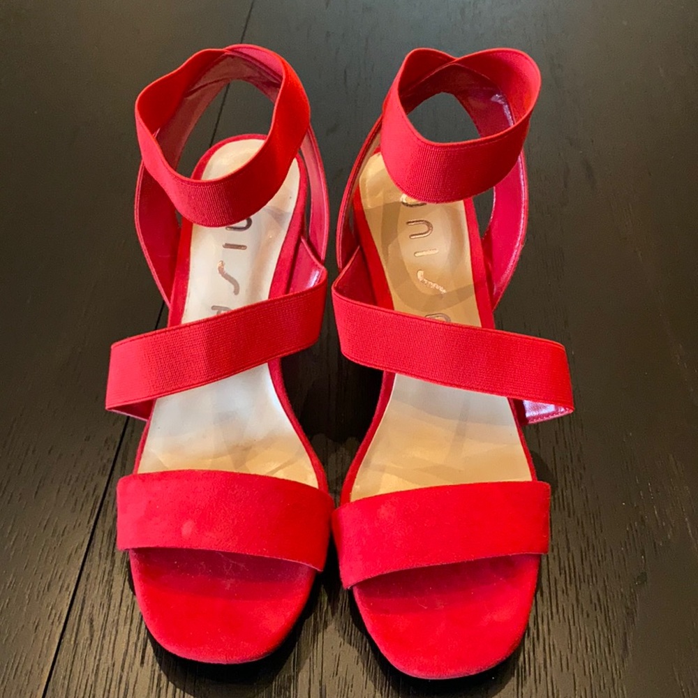 Red dress sandals.